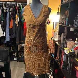 Giorgio Fiorelli Brown Patterned Sleeveless Midi Dress